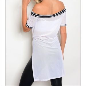 moreforless Tops - Mesh Off Shoulder Long Tee moreforless Tops - Mesh Off Shoulder Long Tee